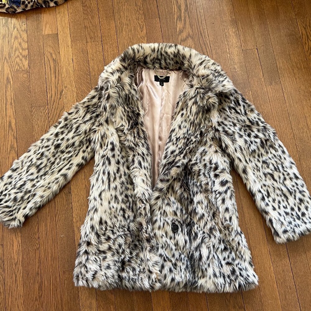 J Crew Faux Fur Jacket Coat Like New Condition Size L